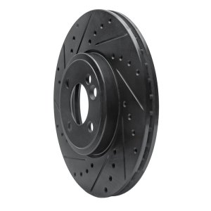 Mini Cooper Brake Rotor (1) - Front Left - R1 Concepts - Drilled & Slotted - Black - `02-`06